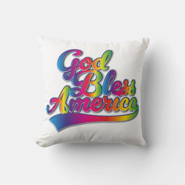 Gott segne Amerika Rainbow-Logo Kissen (Vorderseite)