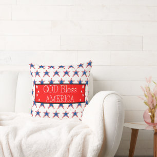 Gott segne Amerika Red White Blue Stars Kissen