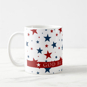 Gott segne Amerika Rot Blau USA Sterne Muster Kaffeetasse
