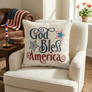 Gott segne Amerika Rot Weiß und Blau Patriotisch Kissen