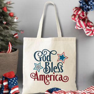 Gott segne Amerika Rot Weiß und Blau Patriotisch Tragetasche