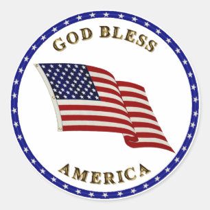 Gott segne Amerika Runder Aufkleber