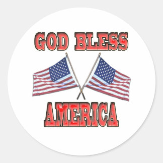 Gott segne Amerika über Flaggen hinweg Runder Aufkleber
