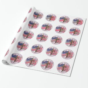 Gott segne Amerika und Kreuz mit USA-Flagge 50 Ste Geschenkpapier