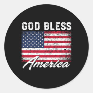 Gott segne Amerika USA Flagge 4. Juli Patriotic Runder Aufkleber