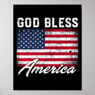 Gott segne Amerika USA-Flagge 4. Juli Patriotisch Poster