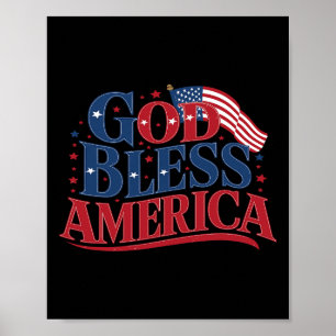 Gott segne Amerika USA-Flagge 4. Juli Patriotisch Poster