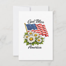 Gott segne Amerika USA-Flagge und Gänseblümchen Bl Dankeskarte
