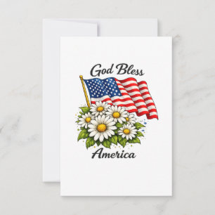Gott segne Amerika USA-Flagge und Gänseblümchen Bl Dankeskarte