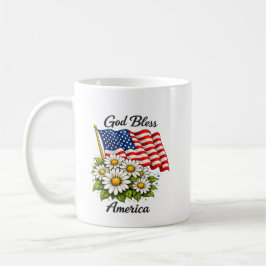 Gott segne Amerika USA-Flagge und Gänseblümchen Bl Kaffeetasse
