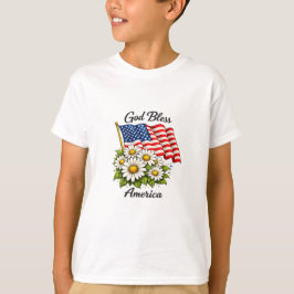 Gott segne Amerika USA-Flagge und Gänseblümchen Bl T-Shirt