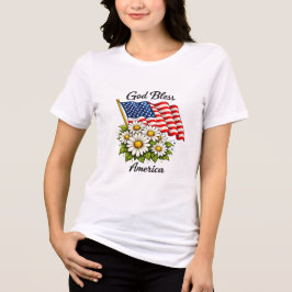 Gott segne Amerika USA-Flagge und Gänseblümchen Bl Tri-Blend Shirt