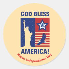 "Gott segne Amerika" Vaterländische Symbole Runder Aufkleber