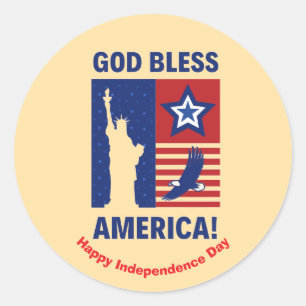 "Gott segne Amerika" Vaterländische Symbole Runder Aufkleber