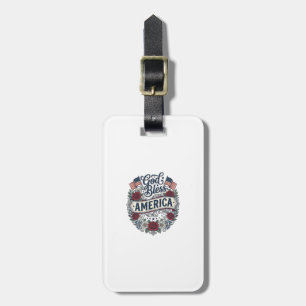 Gott segne Amerika Vintage Patriotisch Floral Gepäckanhänger