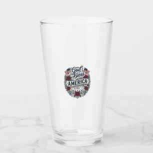Gott segne Amerika Vintage Patriotisch Floral Glas