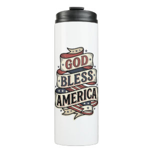 Gott segne Amerika Vintage Patriotisches Vektor-De Thermosbecher