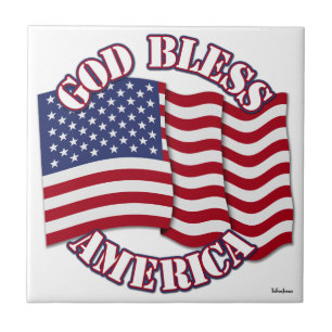 Gott segne Amerikaner mit US-Flagge Fliese
