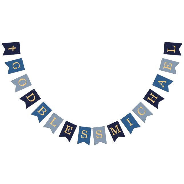 Gott segne Boy Blue 7 Briefe Taufkommunion Wimpelkette (Alle)