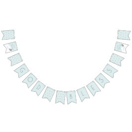 Gott segne Crescent Moon & Stars Blauer Junge Tauf Wimpelkette