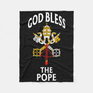 Gott segne den Papst Vatikanisches Wappen katholis Fleecedecke