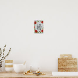 Gott segne dich Rose Floral Poster