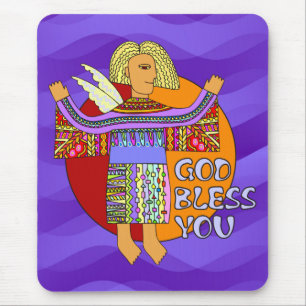 Gott segne dich violette Wellen Mousepad