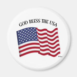 GOTT SEGNE DIE USA mit US-Flagge Magnet