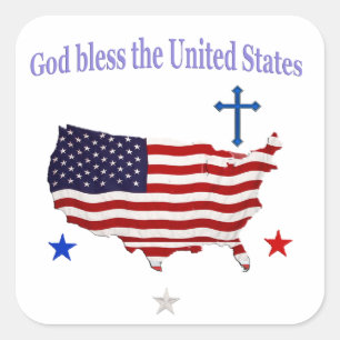 Gott segne die USA Quadratischer Aufkleber
