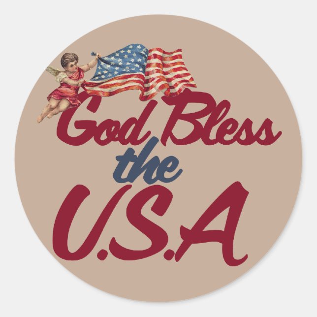 Gott segne die USA Runder Aufkleber (Vorderseite)