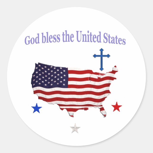 Gott segne die USA Runder Aufkleber (Vorderseite)