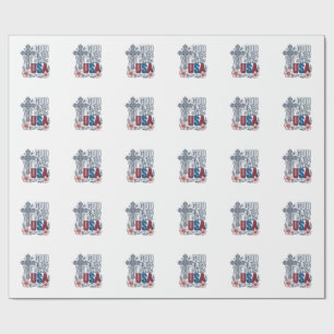 Gott segne die USA Vintage-Kreuz patriotisches Hem Geschenkpapier