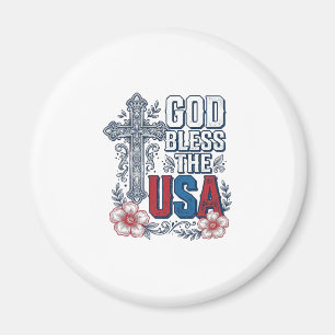 Gott segne die USA Vintage-Kreuz patriotisches Hem Magnet