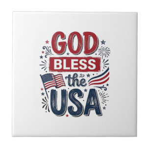 Gott segne die USA Vintage patriotische Glaubens-S Fliese