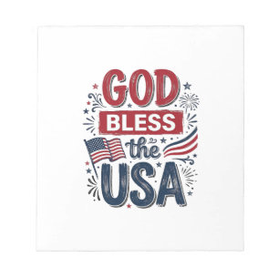 Gott segne die USA Vintage patriotische Glaubensbe Notizblock