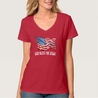Gott segne die USA Winkende amerikanische Flagge K T-Shirt