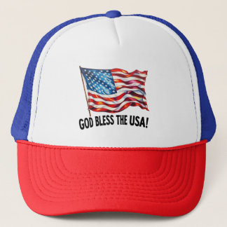 Gott segne die USA Winkende amerikanische Flagge K Truckerkappe