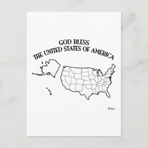 GOTT SEGNE DIE VEREINIGTEN STAATEN VON AMERIKA US- POSTKARTE