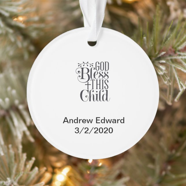 Gott segne dieses Kind Christliche neue Baby-Taufe Ornament (Baum)