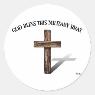 GOTT SEGNE DIESES MILITÄRKIND mit robustem Kreuz Runder Aufkleber