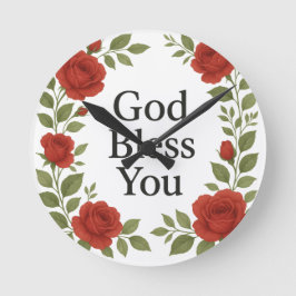Gott segne Euch religiöse Rose Blumen Runde Wanduhr