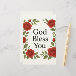 Gott segne Euch religiöse Rosen-Blumenkarten Briefpapier