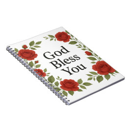 Gott segne Euch religiöse Rosen-Blumenkarten Notizblock