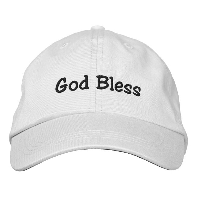 Gott segne Hat - Weiß Bestickte Baseballkappe (Vorderseite)