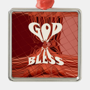 Gott segne Kunst Druck Silbernes Ornament