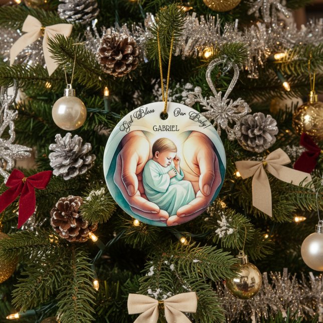 "Gott segne mein Baby" 🎄 👶 Keramik Ornament (Von Creator hochgeladen)