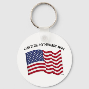 GOTT SEGNE MEINE MILITÄRMUTTER mit US-Flagge Schlüsselanhänger