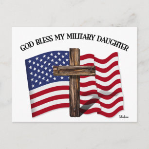 GOTT SEGNE MEINE MILITÄRTOCHTER robustes KreuzUS-F Postkarte