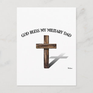 GOTT SEGNE MEINEN MILITÄRVATER mit robustem Kreuz Postkarte