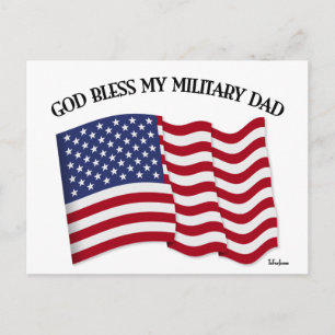 GOTT SEGNE MEINEN MILITÄRVATER mit US-Flagge Postkarte